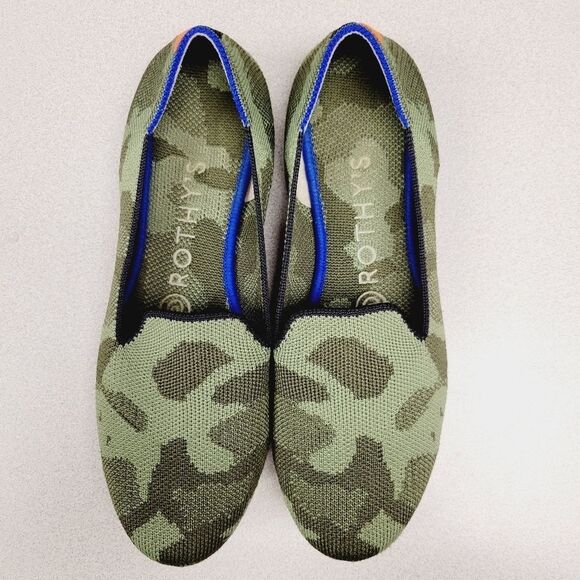 ROTHY'S Olive Camo Rounded Toe Slip-On Loafers Flats Shoes - Picture 1 of 4